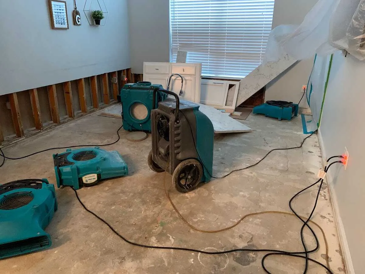 Dehumidifier in flood-cut room for Water Extraction & Removal in Kahaluu-Keauhou